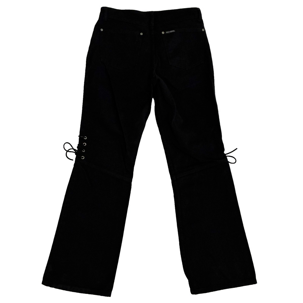 Harley‎ Davidson Jeans Womens Size 10 Black Denim Side Lace Biker Motorcycle